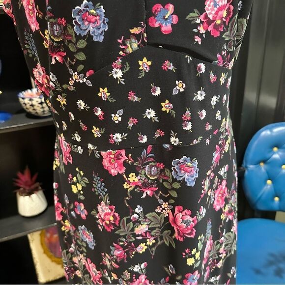 Roz & Ali Black Floral Midi Dress Size Medium - Picture 4 of 13